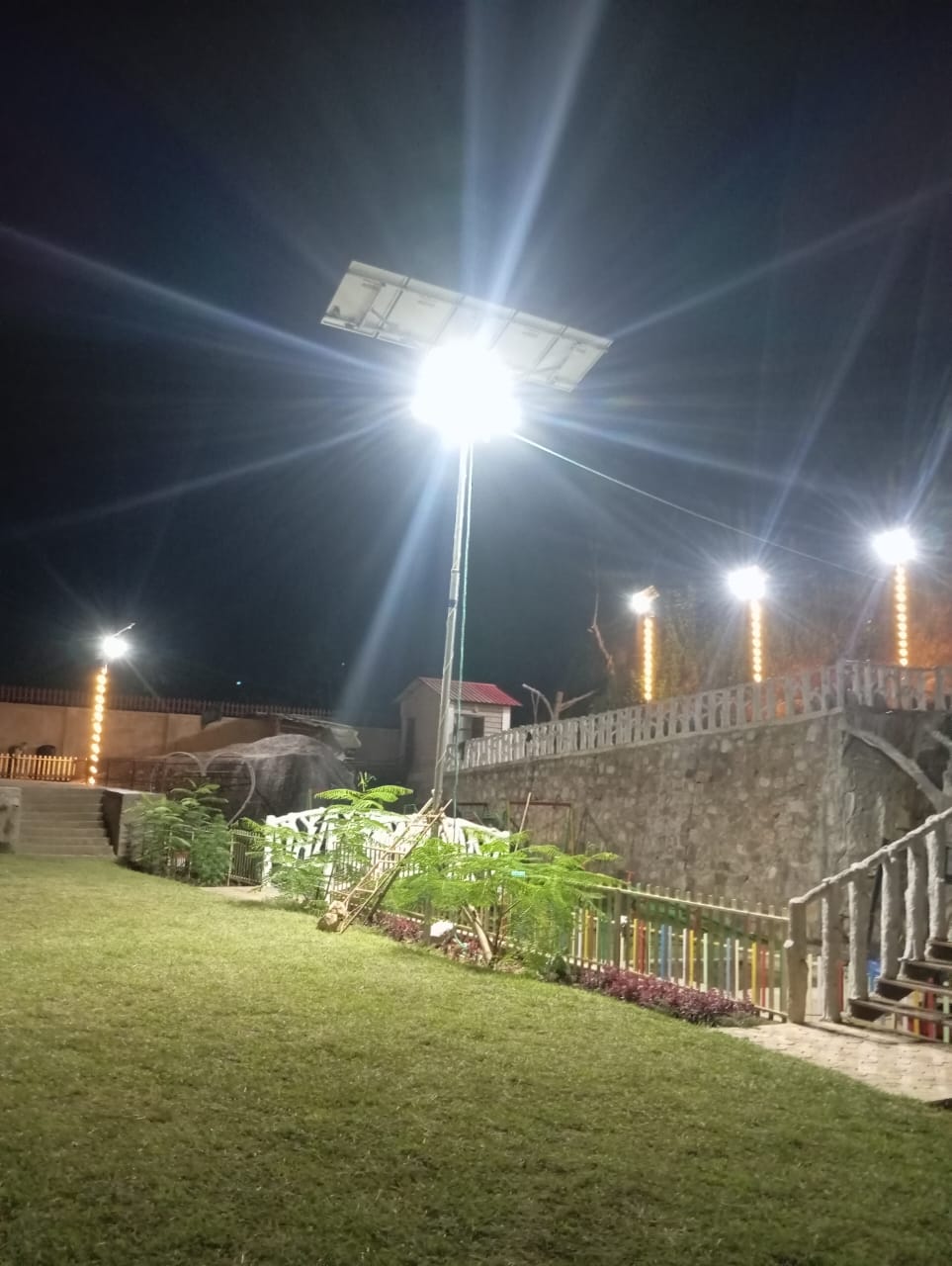 SOLAR HIGH MAST LIGHT INSTALLED IN A RESORT IN MAGHALAYA